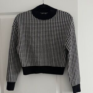 Black & White Gingham Turtleneck Sweater